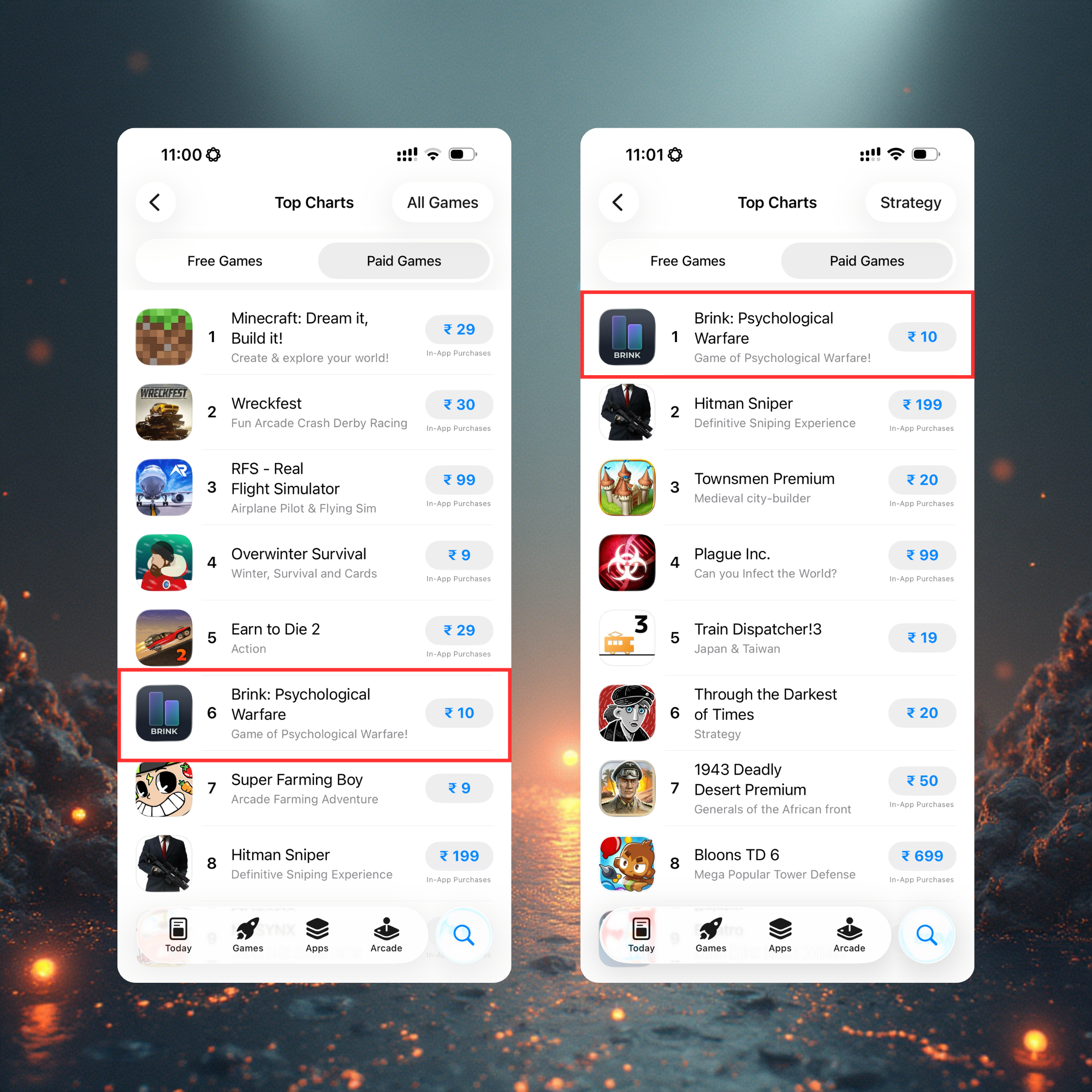 Brink: Psychological Warfare — #6 on App Store Paid Games chart